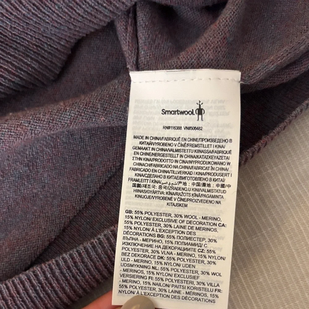 Smartwool Womens Color Block Crew Neck Sweater Black Burgundy Gray - Picture 3 of 5